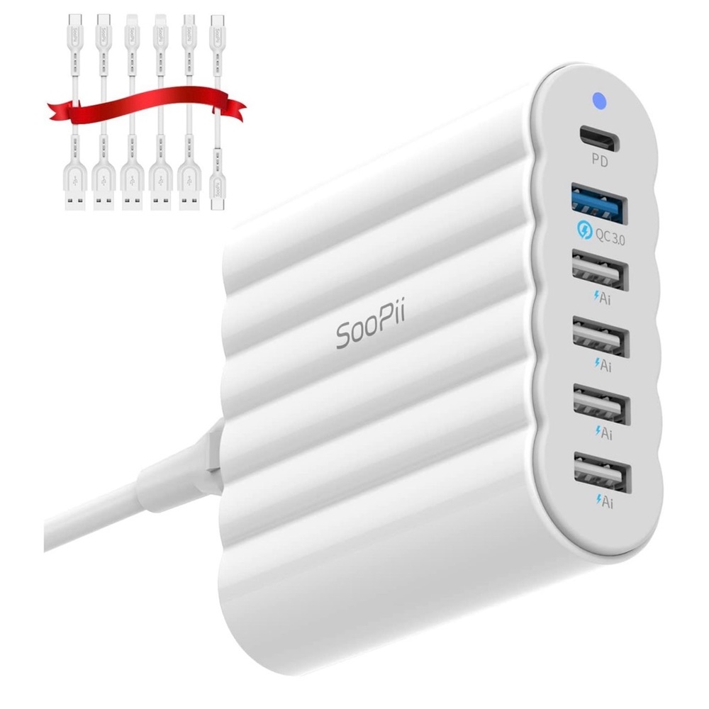 USB C Charger 68W Charging Hub Station 6 Port USB with 6 Mixed Charging Cables